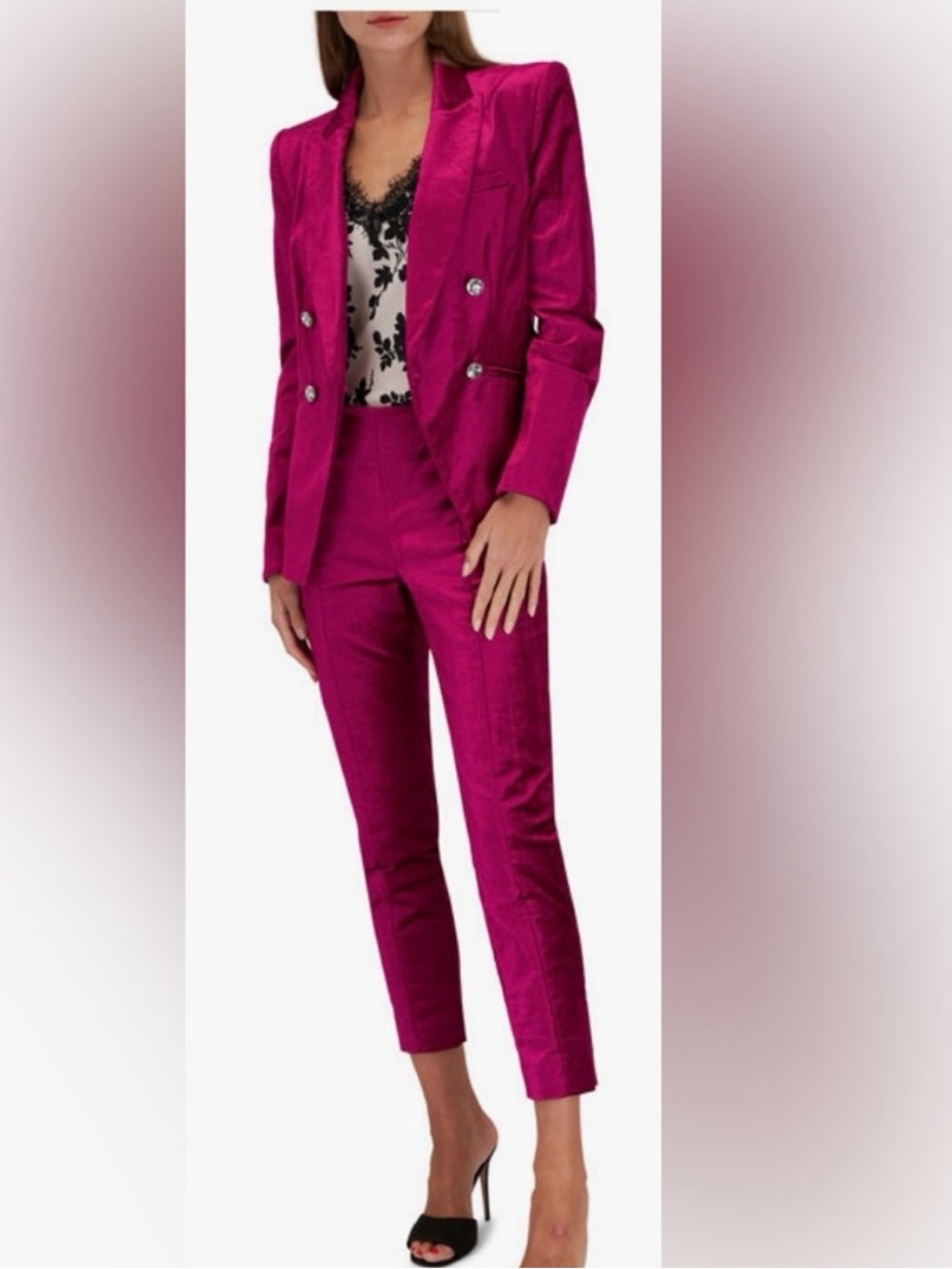 $698, $498VERONICA BEARD
Elam Fuchsia Velvet Dickey Jacket 8 & Pants 6